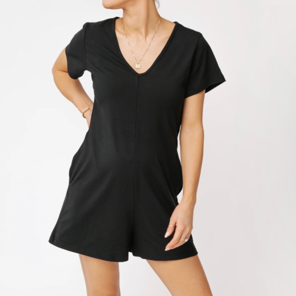 Smash + Tess Sunday Shorty Romper in Black - Size XL